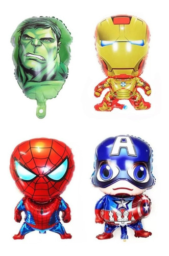 4 Globos Avengers + Banderin + Nº 5 + Cortina 