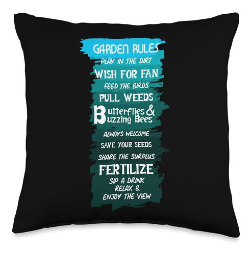 Garden Rules Caretaker O Planter Throw Pillow, 16x16, M...