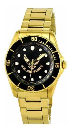 Aqua Force Air Force 47 mm Dorado Reloj Con Negro Cara