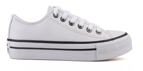 Tênis Converse All Star Branco Couro Plataforma - Berti Maria