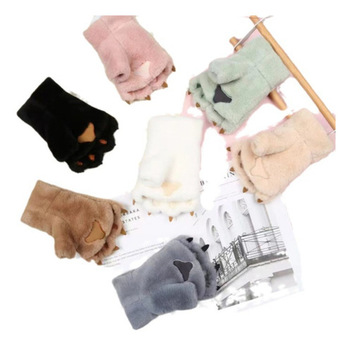 Guantes De Medio Dedo Para Mujer, Con Forro Polar De Inviern