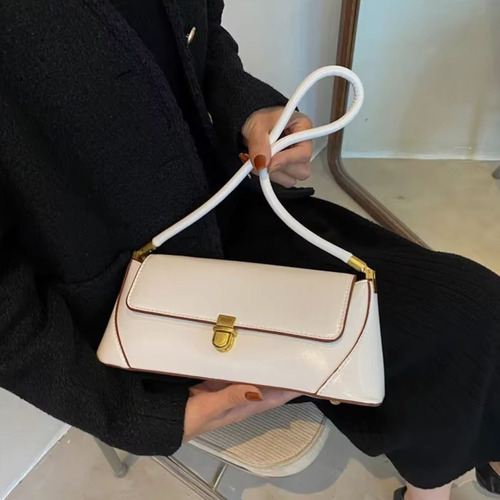 Bolsa Sofisticada Desing Baguete Reforçada Bonita Fashion Cor Branco Desenho Do Tecido Lisa