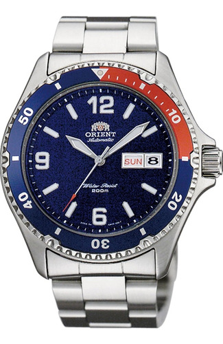 Orient Reloj Mako Saa Automático Hombre Plateado Azul Rojo 