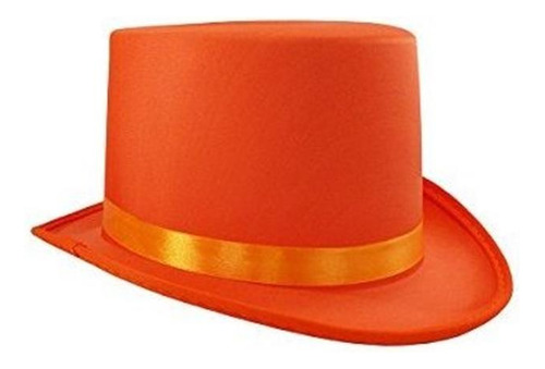 Disfraz De Sombrero De Copa De Satén Naranja Suave Para Adul