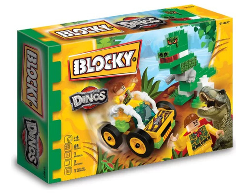 Blocky Dinos Dinosaurios Jurassic Auto Armar 65 Piezas