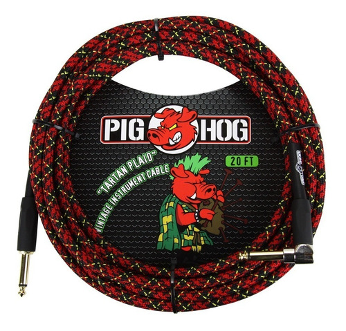 Pig Hog Pch20plr Cable Para Guitarra O Bajo 6 Metros Angular
