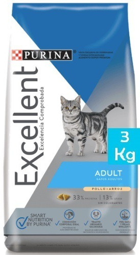 Purina Excellent Gato Adulto Sabor Pollo/arroz X 3kg Caba