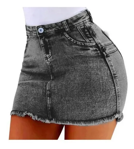 Minifalda Corta De Jean Para Mujer