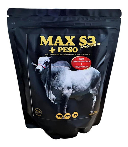 Max S3 Premium +peso Núcleo Mineral Vitamínico Bovinos Corte