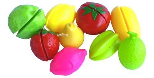 Imagen 3 de 10 de Frutas Con Abrojo Para Cortar Con Tabla Juguete Infantil