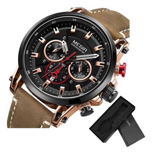 Reloj Deportivo Megir Leather Chronograph Hollow Out