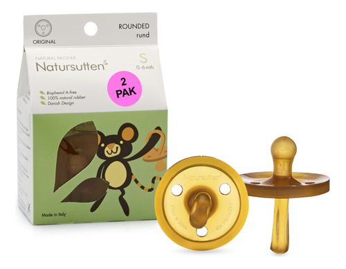 Natursutten 2 Unidades Sin Bpa Hule Natural Chupete Redondea