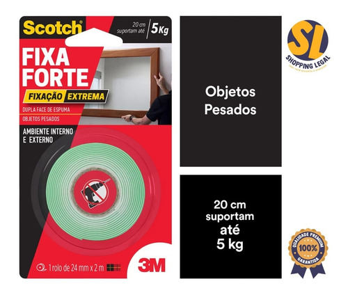 Imagem 2 de 6 de Fita Dupla Face Fixação Extrema 24mmx2m Quadro Espelho - 3m