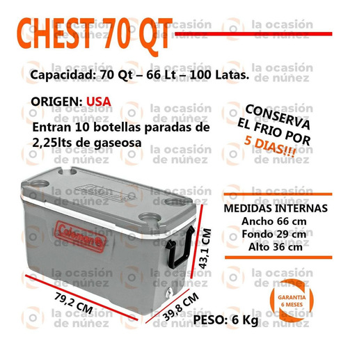 Imagen 2 de 7 de Conservadora Coleman 70qt Heladera Portatil Termica Camping
