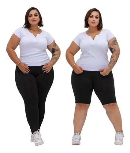 Kit 3 Calças Legging Branca Enfermagem Plus Size Em Suplex G1/G2