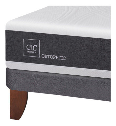 Cama Europea New Ortopedic King Respaldo Baker Gris