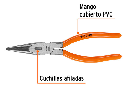 Pinza De Punta Y Corte 8 Mango Pvc Truper 17310