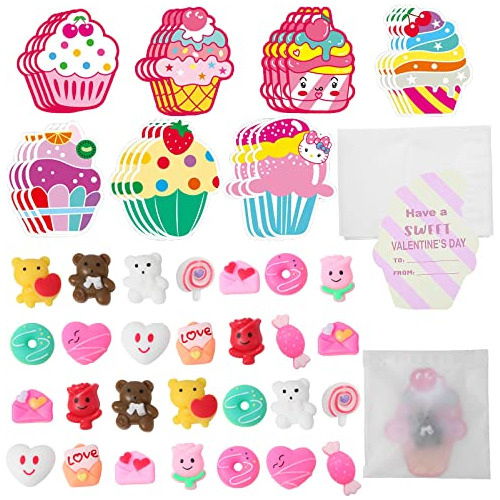 28 Pack Valentine's Day Gift Cards With Cute Kawaii Mochi Sq