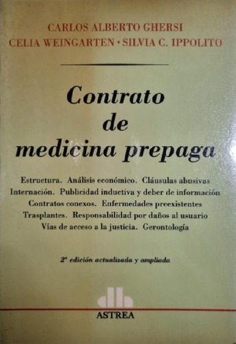 Libro - Contrato De Medicina Prepaga Silvia C. Ippolito