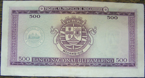 Imagen 2 de 2 de Mozambique 500 Escudos 1967 * Colonia Portuguesa *