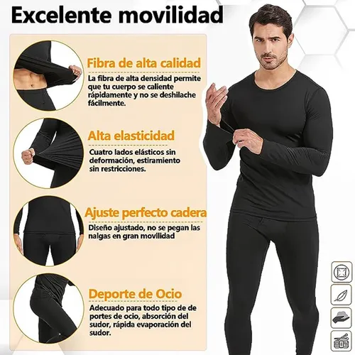 Ropa Interior Térmica Para Hombre Manga Larga De Conjunto