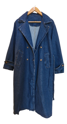 Saco -trench Tapado Largo Jean Azul L - X L