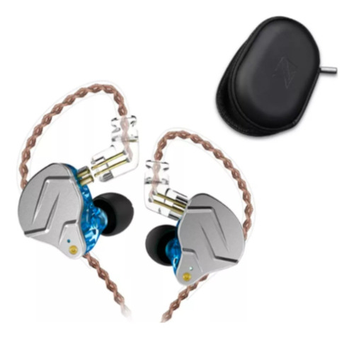 Audífonos In-ear Kz Zsn Pro Blue Sin Mic + Estuche Logo Kz 