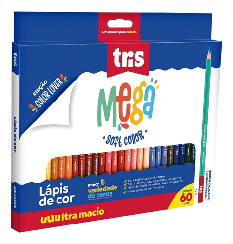 Lápis De Cor Tris Mega Soft Color 60 Cores Triangular Macio