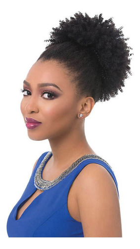 2024 Afro Puff Fibra Sintética Cabello Rizado Cola 15cm