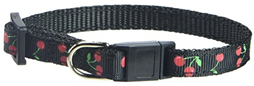 Cerezas Gato Negro De Nylon Collar De Seguridad