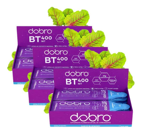 3x Gel Bt Nitrato Dobro Sabor Blueberry 10 Unidades 30g