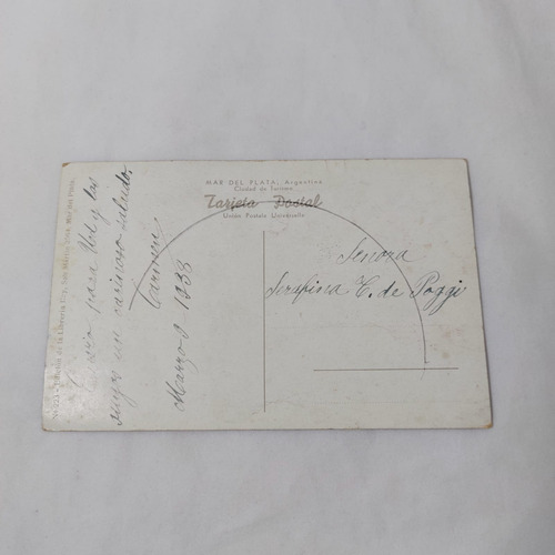Antigua Postal Mar Del Plata Paseo Gral Paz 1938 Mag 65469 (Usado)