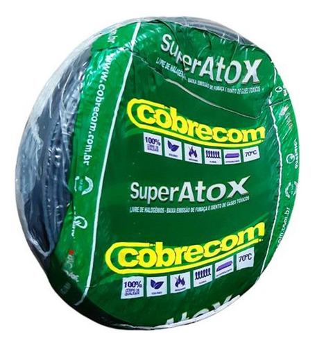 Cabo Antichama Super Atox Fio 4mm Cores - 100m Cobrecom Cobertura Azul