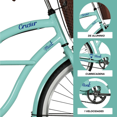 Imagen 3 de 9 de Bicicleta Urbana Aluminio Monk Crusier Rodada 26