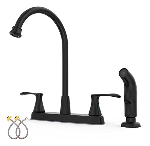 Grifo De Cocina Gowin Con Rociador, Negro, 2 Manijas, Acero