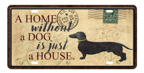 Imagen 1 de 2 de Placa Cuadro Decorativo - Perro En Casa /chapa De Auto 30x15