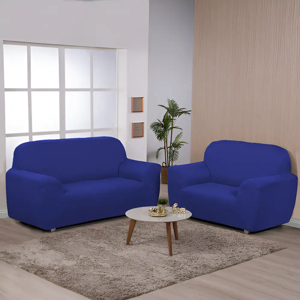 Kit Capa De Sofá Magic Elastex 2 E 3 Lugares Rapido Cor Azul