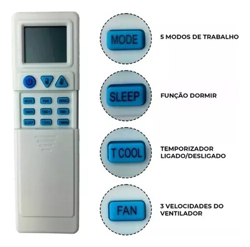 Kit Controle Remoto Com Placa Universal Ar Split 220 Volts