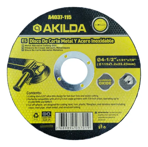 Pack 25und Disco Corte 4 1/2 X 1.0mm Color Amarillo