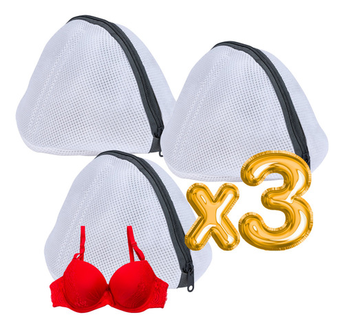 3pzs Bolsa Lavanderia Ropa Interior Malla Transpirable Bra Color Blanco