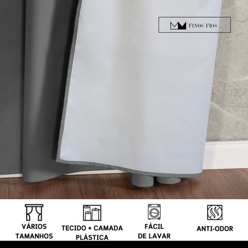 Cortina Blackout 100% Em Tecido + Pvc 4,00m X 2,70m Cinza