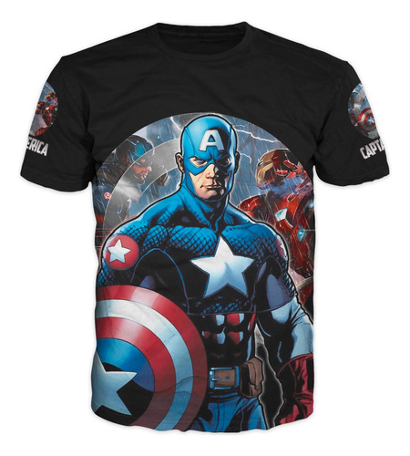  Camiseta Capitan America Marvel Superheroe Adulto