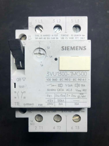 Guardamotor 3uv1300-1mg00 Siemens 1-1.6 A Envío Rapido