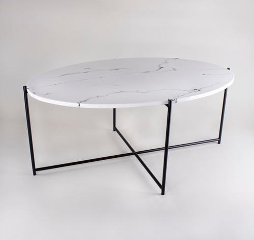 Mesa De Centro Lecce Efecto Mármol/negro