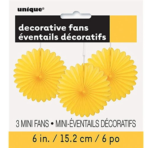 Mini Adornos De Abanico De Papel De Seda Amarillo De 6 , 3 U