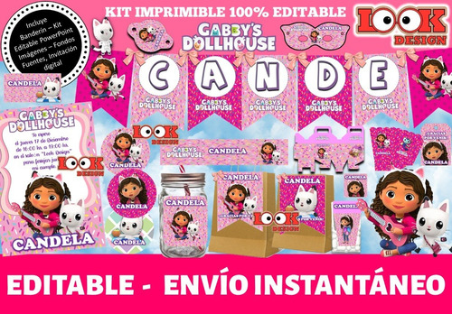 Kit Imprimible Candybar Casa De Muñecas Gabby 100% Editable