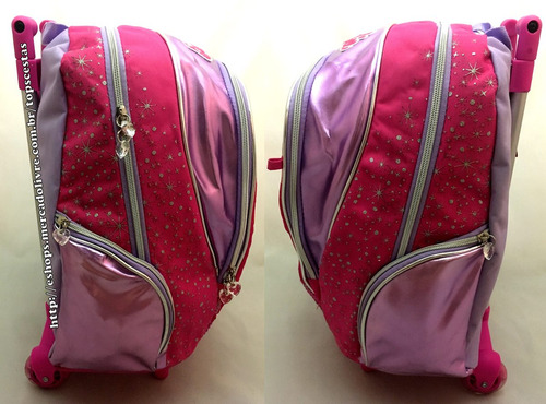 Imagem 3 de 6 de Mochila G De Rodinhas Barbie Moda E Magia Original Sestini