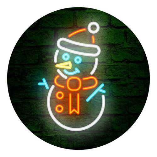 Placa Painel De Led Neon Boneco Neve 80x52 Decoração Natal