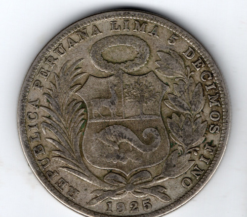 Monedas Coleccion Del Peru Un Sol 1925 Plata