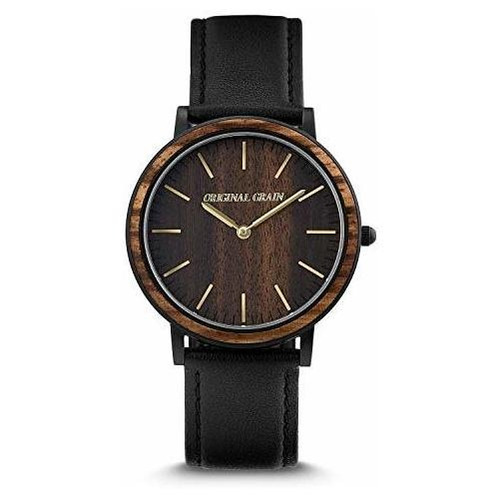 Reloj Original De Madera De Ébano Dorado Con Grano - Reloj A